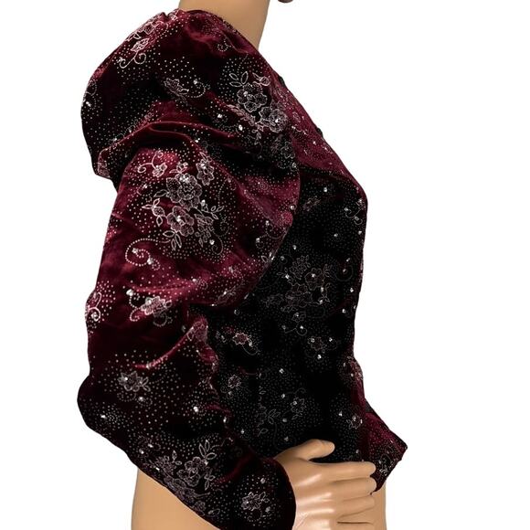 Vintage Scott McClintock Women’s Burgundy Velvet Beaded Embroidered Jacket SZ 4 - Picture 2 of 11